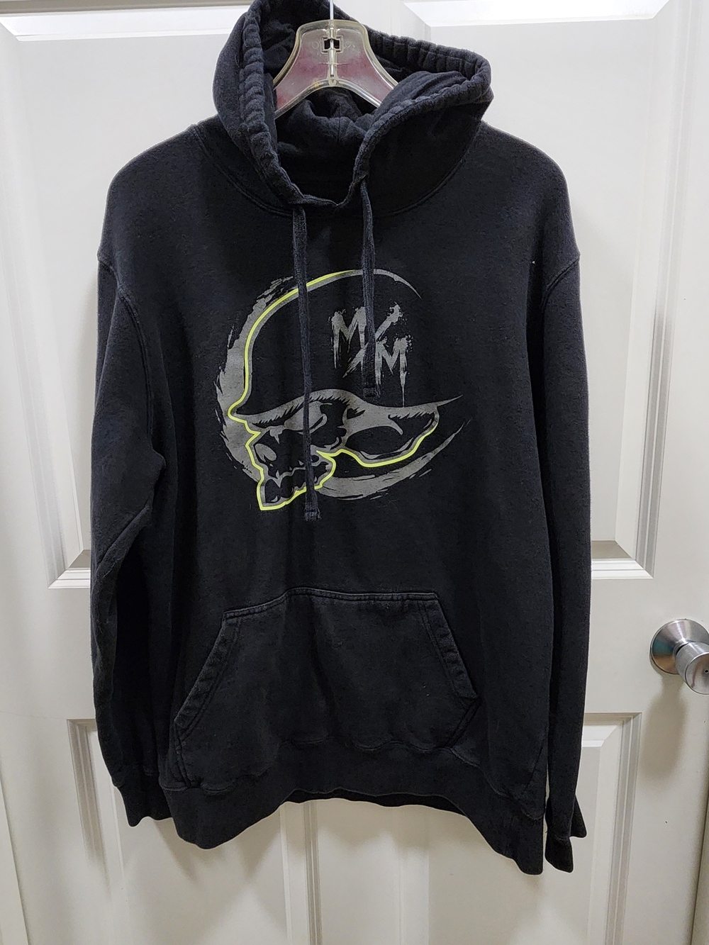 Metal Mulisha Black Pullover Hoodie with Neon Yellow Skull Graphic